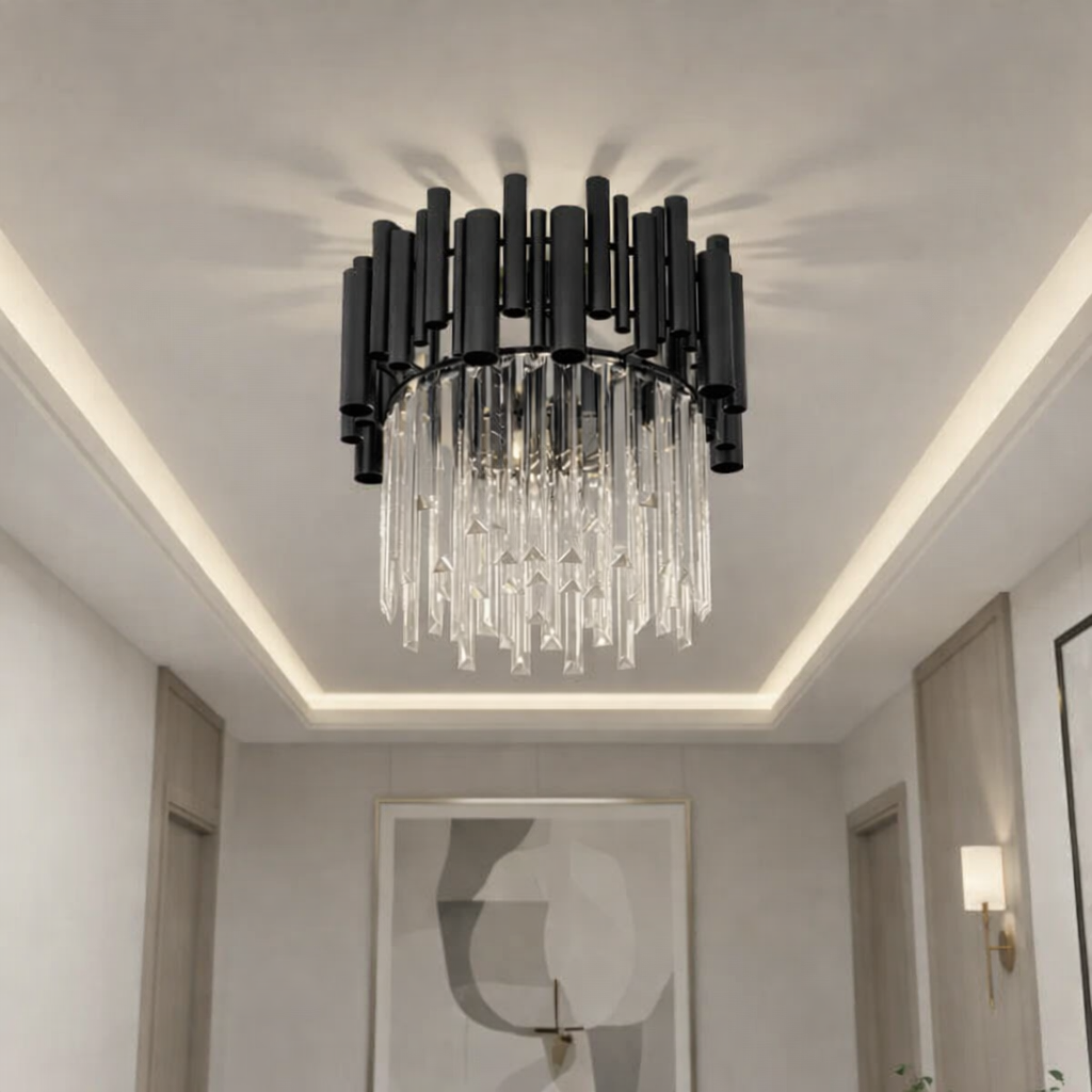 Candelabru Cristal Aplicat Black Tubes Luxury 30cm
