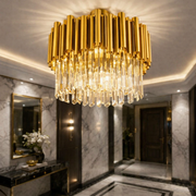 Candelabru Cristal Aplicat Rotund Golden Tubes Luxury 30CM