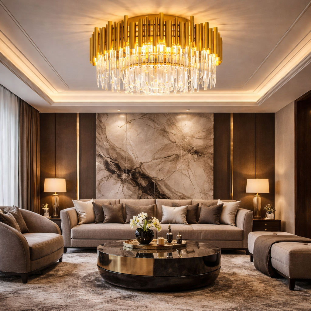 Candelabru Cristal Aplicat Rotund Golden Tubes Luxury 60CM