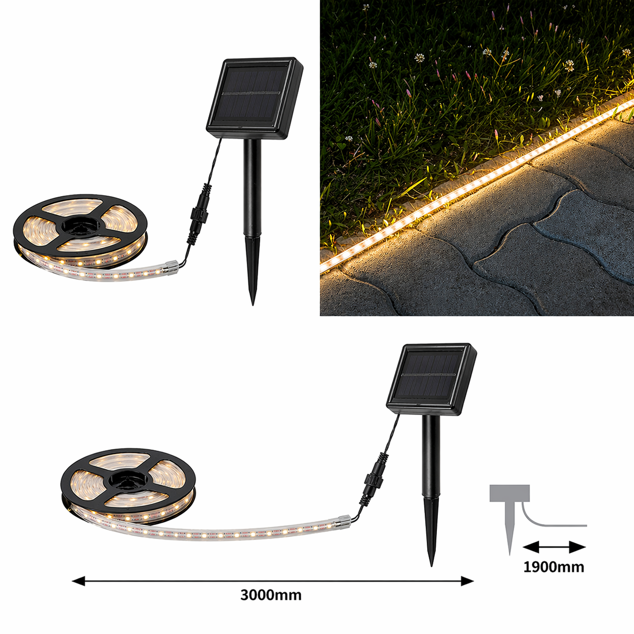 Kit Banda LED Premium Solara 3 Metri, Exterior IP44, 3000K 5 Ani Garantie