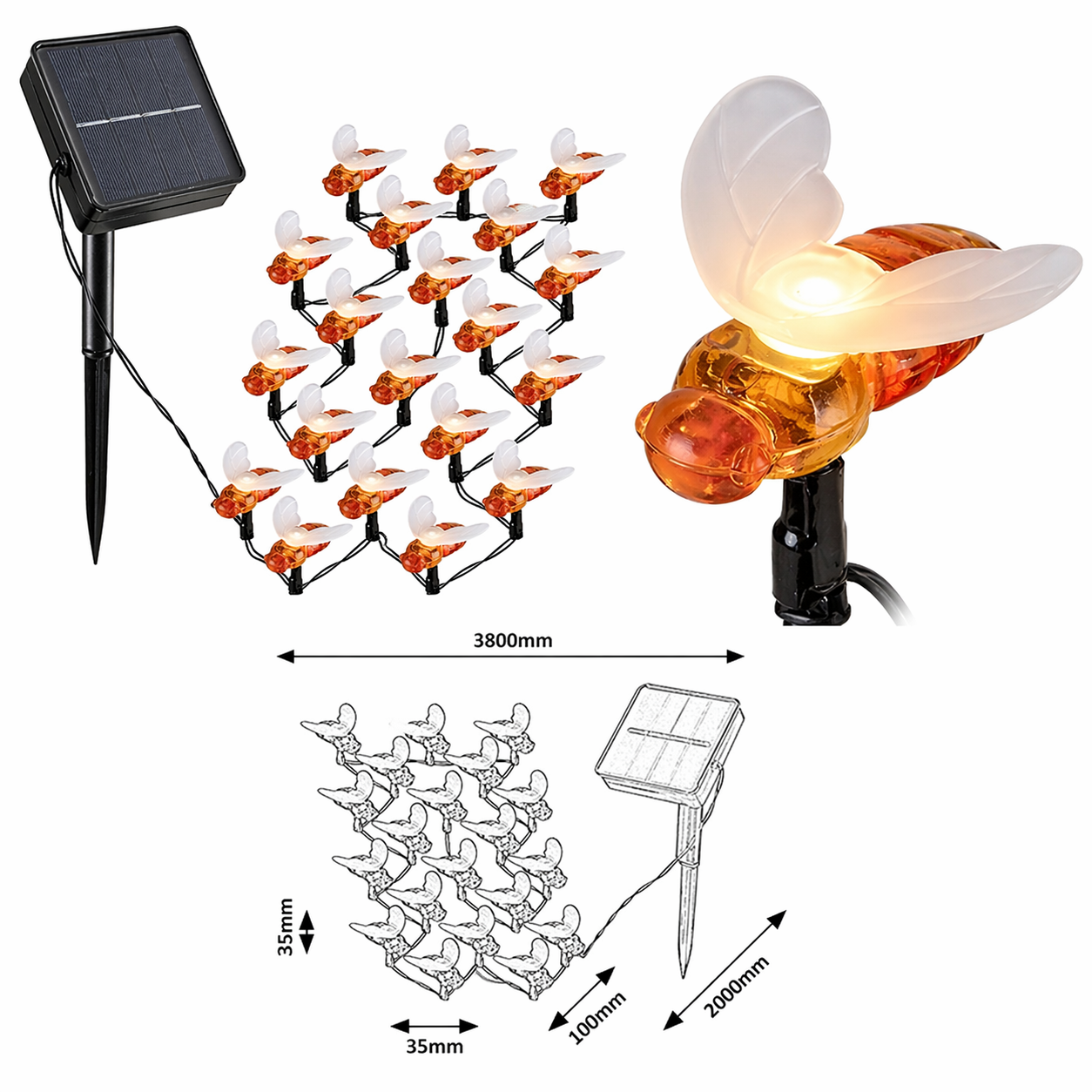 Set 20 Albinute LED Exterior cu Incarcare Solara, 5 Ani Garantie