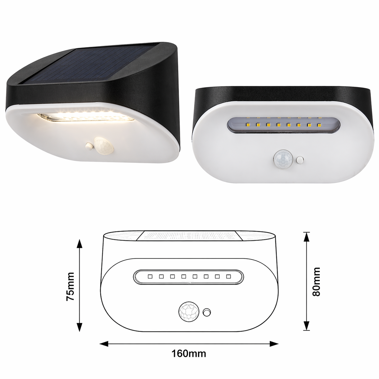 Aplica LED Solara 3W VEXA Exterior cu Senzor Neagra