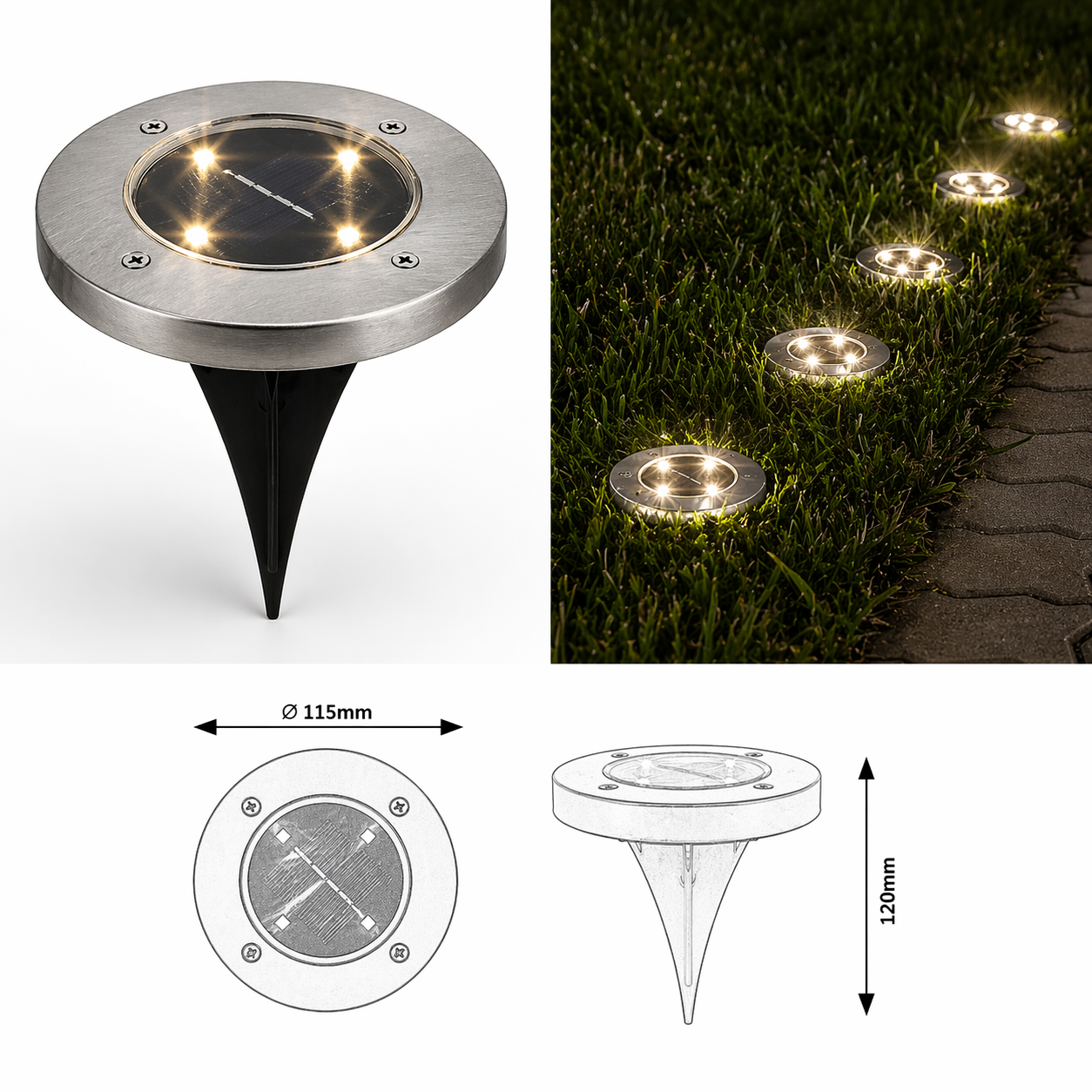 Stalp LED Gradina Premium ALURO cu Incarcare Solara 12CM