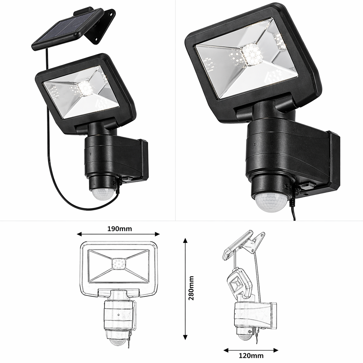 Aplica LED Solara 5W NORO Exterior Neagra cu Senzor