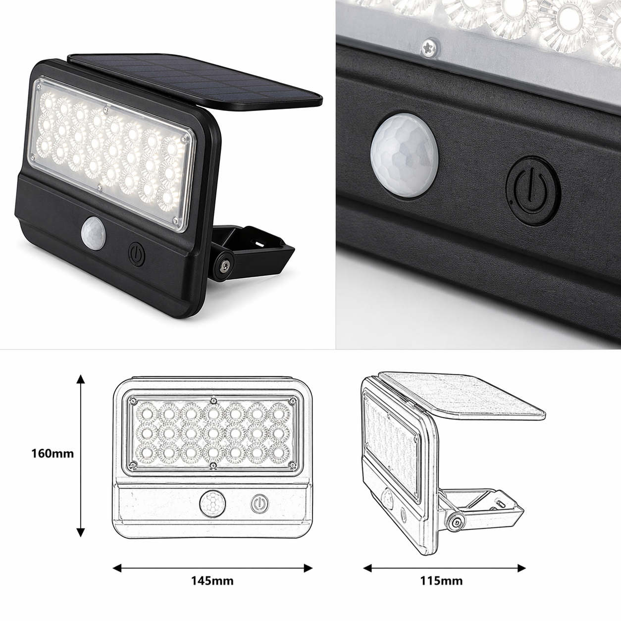 Aplica LED Solara 7W ORKA Exterior Neagra cu Senzor