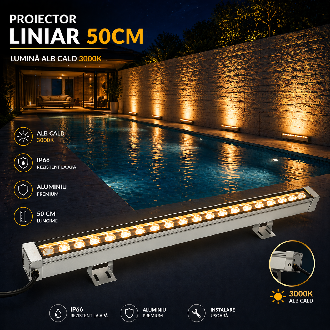 Corp Iluminat LED Arhitectural 18W 50cm IP65