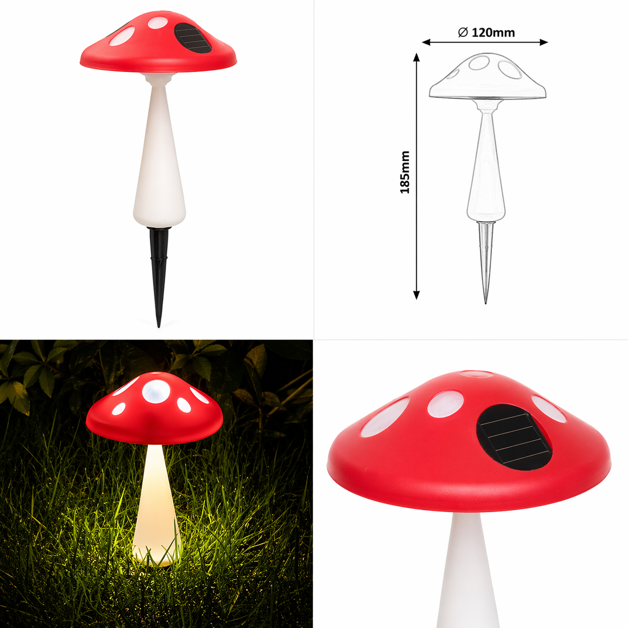 Stalp de Gradina Mushroom cu Incarcare Solara 18CM Premium
