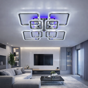 Lustra LED 4+4 SQUARE Gigant Silver RGB Echivalent 1200W Telecomanda
