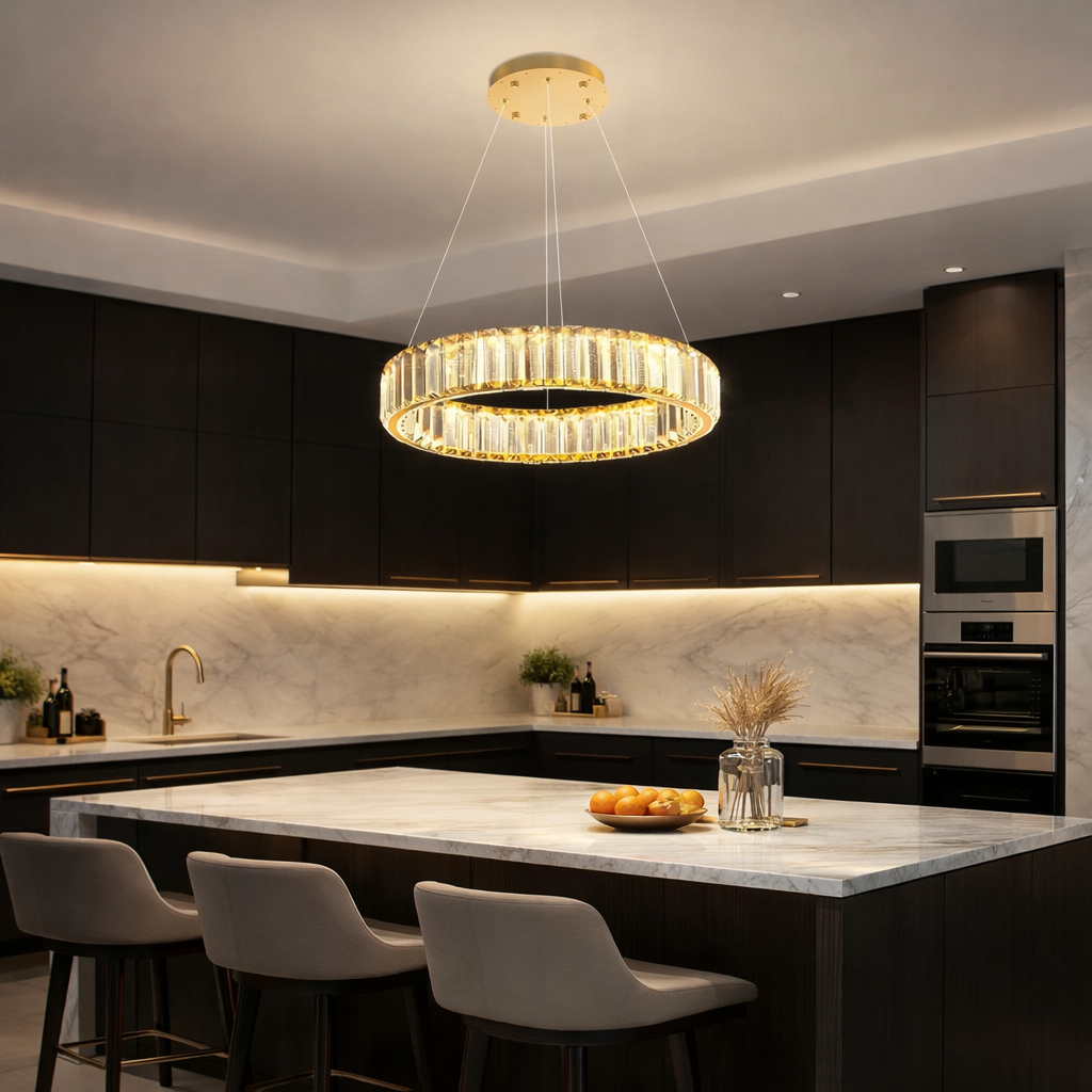 Lustra LED Cristal REGAL GOLD 1 Segment 40cm Echivalent 200W Telecomanda