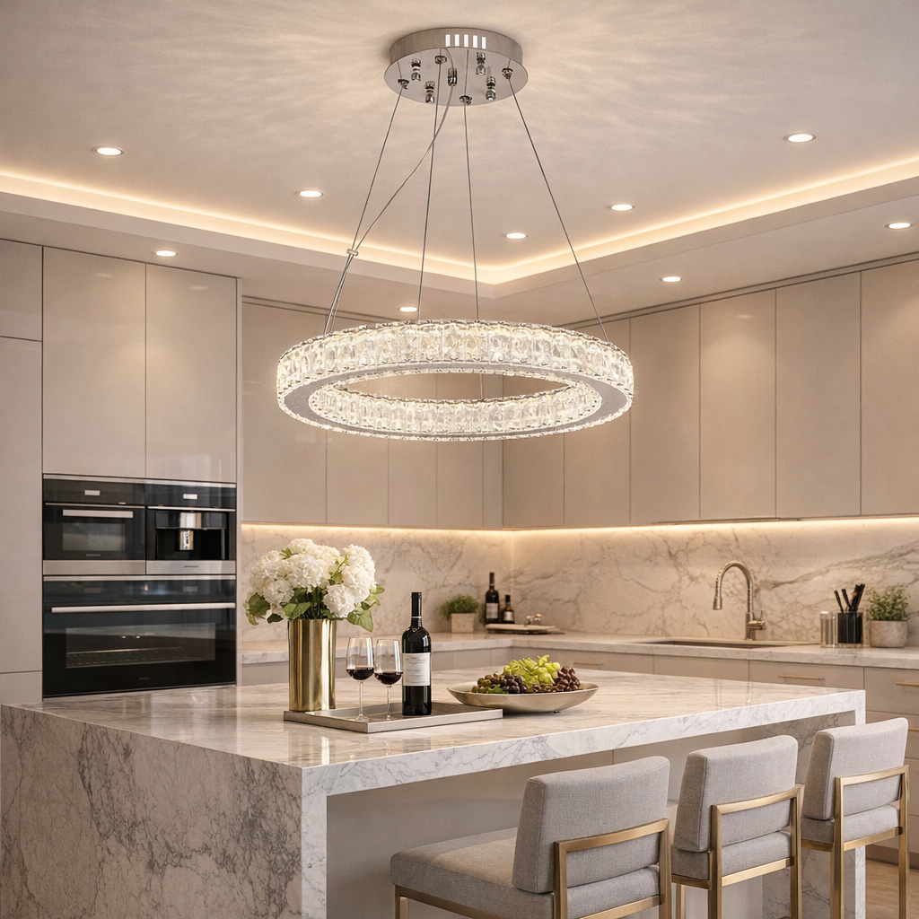 Lustra LED Cristal 1 Segment 50cm Chrome Echivalent 300W Telecomanda