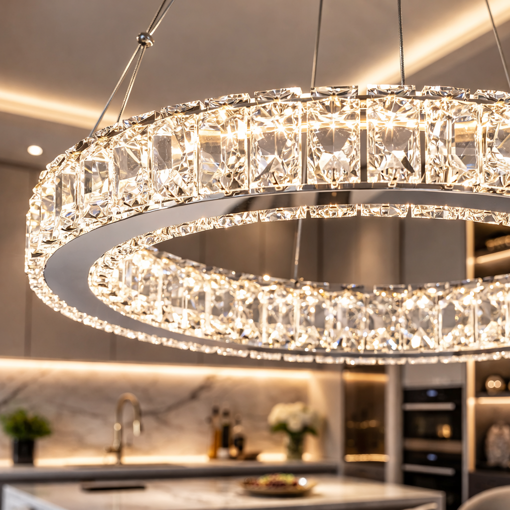 Lustra LED Cristal 1 Segment 50cm Chrome Echivalent 300W Telecomanda