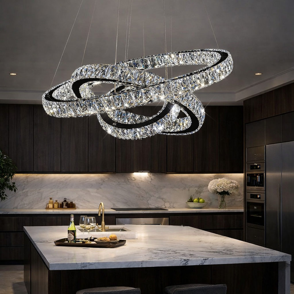 Lustra LED Cristal 3 Segmente Chrome XXL ⌀80/60/40cm Echivalent 1000W Telecomanda