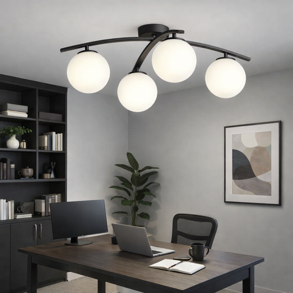 Lustra Abajur MAT 4xE27 ARC Halo Black