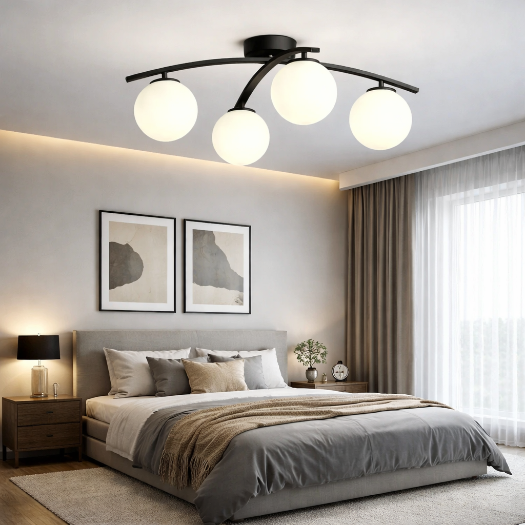Lustra Abajur MAT 4xE27 ARC Halo Black