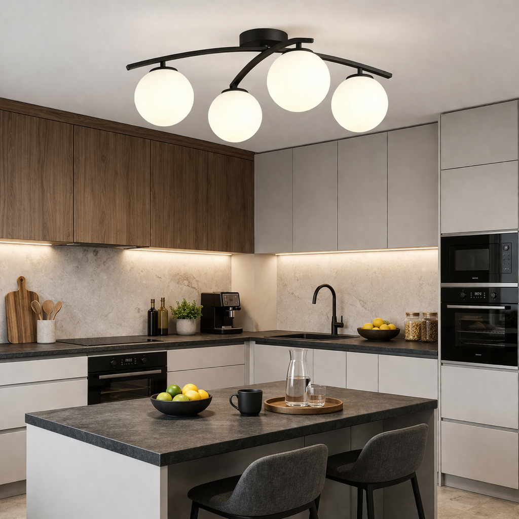 Lustra Abajur MAT 4xE27 ARC Halo Black