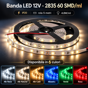 Banda LED 12V - 2835 60 SMD/ml IP20 - rola 5 metri
