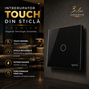 Intrerupator Negru cu Touch din Sticla 1 Buton Premium