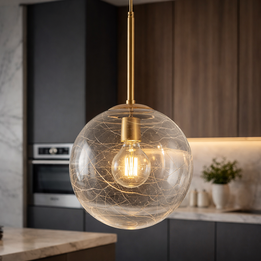 Pendul KENA Gold Abajur Transparent 1xE27 Ø25CM