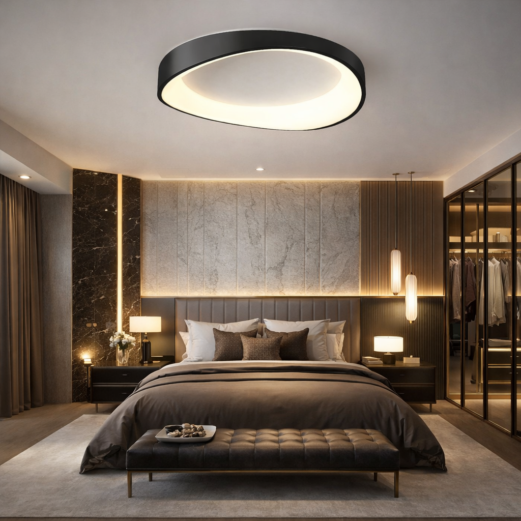 Lustra LED Valente Black Echivalent 500W Telecomanda