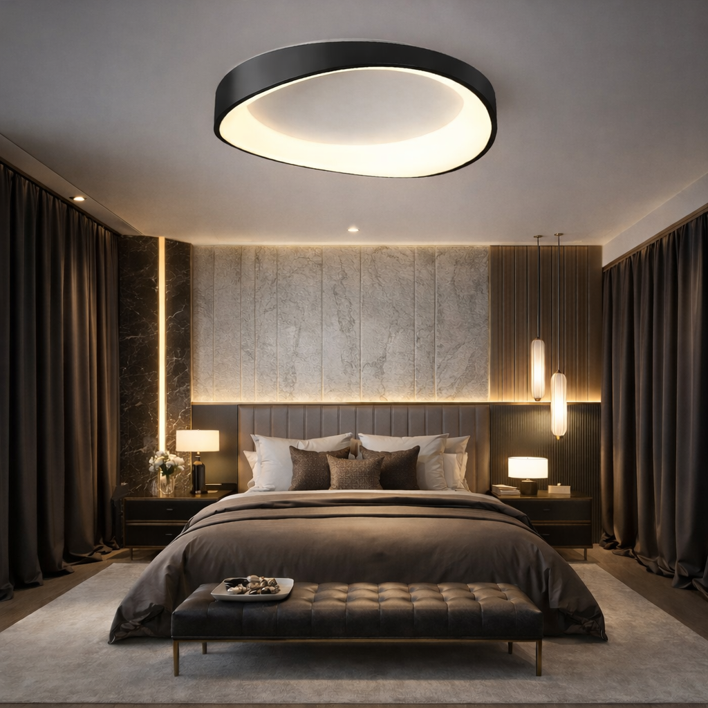 Lustra LED Valente Black Echivalent 500W Telecomanda