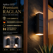 Aplica LED Premium RAGLAN Exterior 3.8W 3000K 800lm