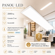Panou LED Slim Incastrabil 36W 120x30cm Alb