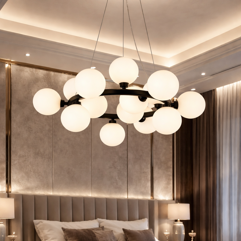 Lustra Abajur MAT Black Rotunda 15xG9 50CM