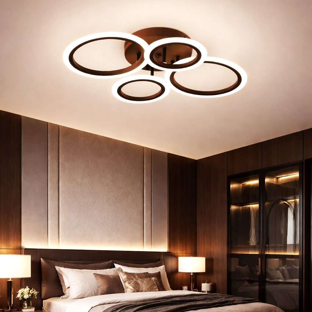 Lustra LED 2+2 CIRCLE BROWN Echivalent 400W Telecomanda