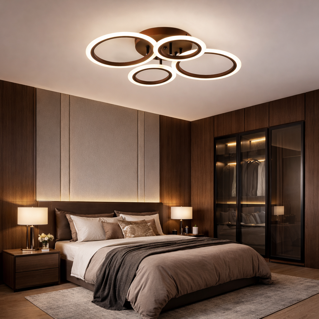 Lustra LED 2+2 CIRCLE BROWN Echivalent 400W Telecomanda