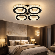 Lustra LED 4 RINGS Cristal Black Echivalent 400W Telecomanda