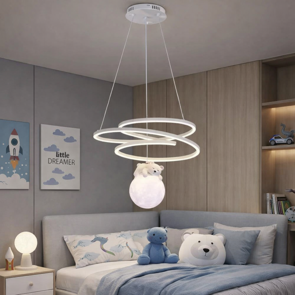 Lustra LED Sleepy Teddy Kids Room Echivalent 500W Telecomanda