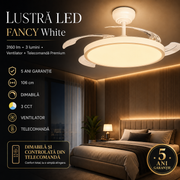 Lustra LED FANCY White, 3160lm, 3 lumini, Ventilator si Telecomanda Premium