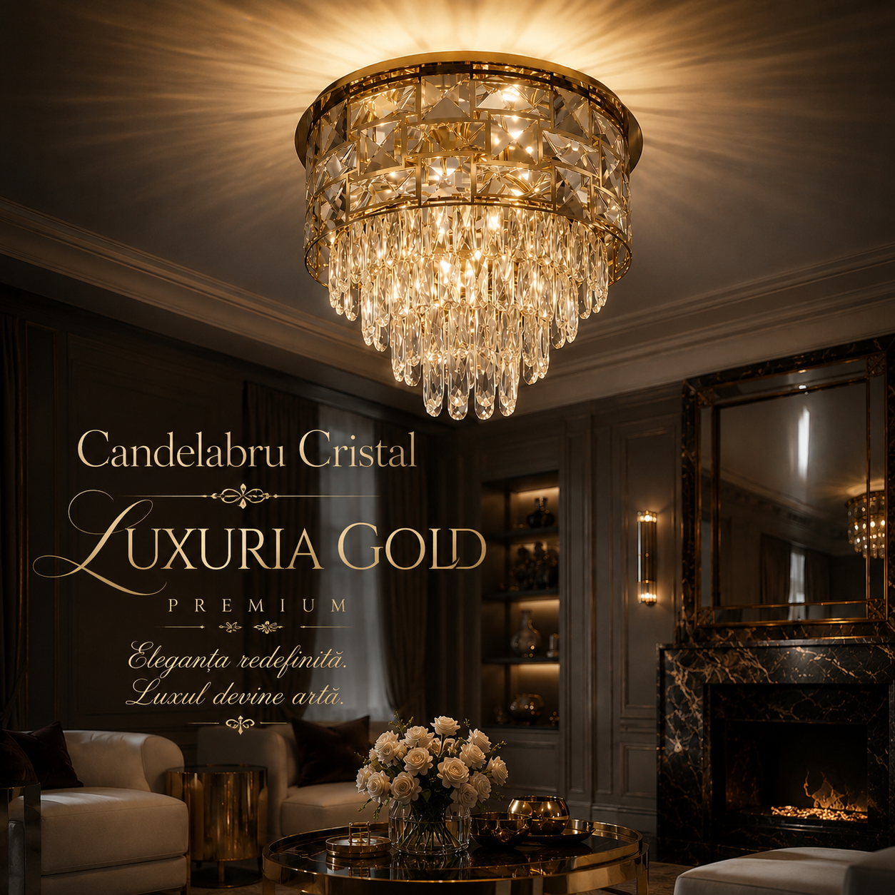 Candelabru Cristal Luxuria Gold Premium