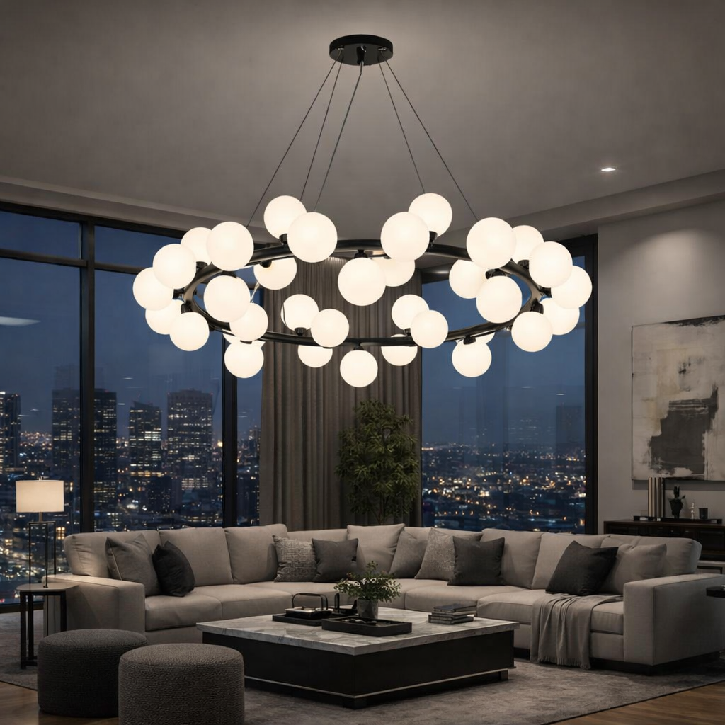 Lustra Abajur MAT Black Rotunda 45xG9 103CM