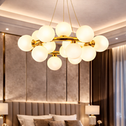 Lustra Abajur MAT Auriu Lucios Rotunda 15xG9 50CM