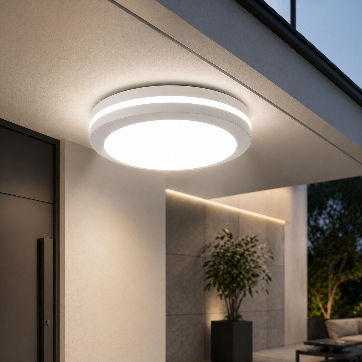 Plafoniera LED 30W 30cm, 3 Lumini, IP65 Miraq White Exterior