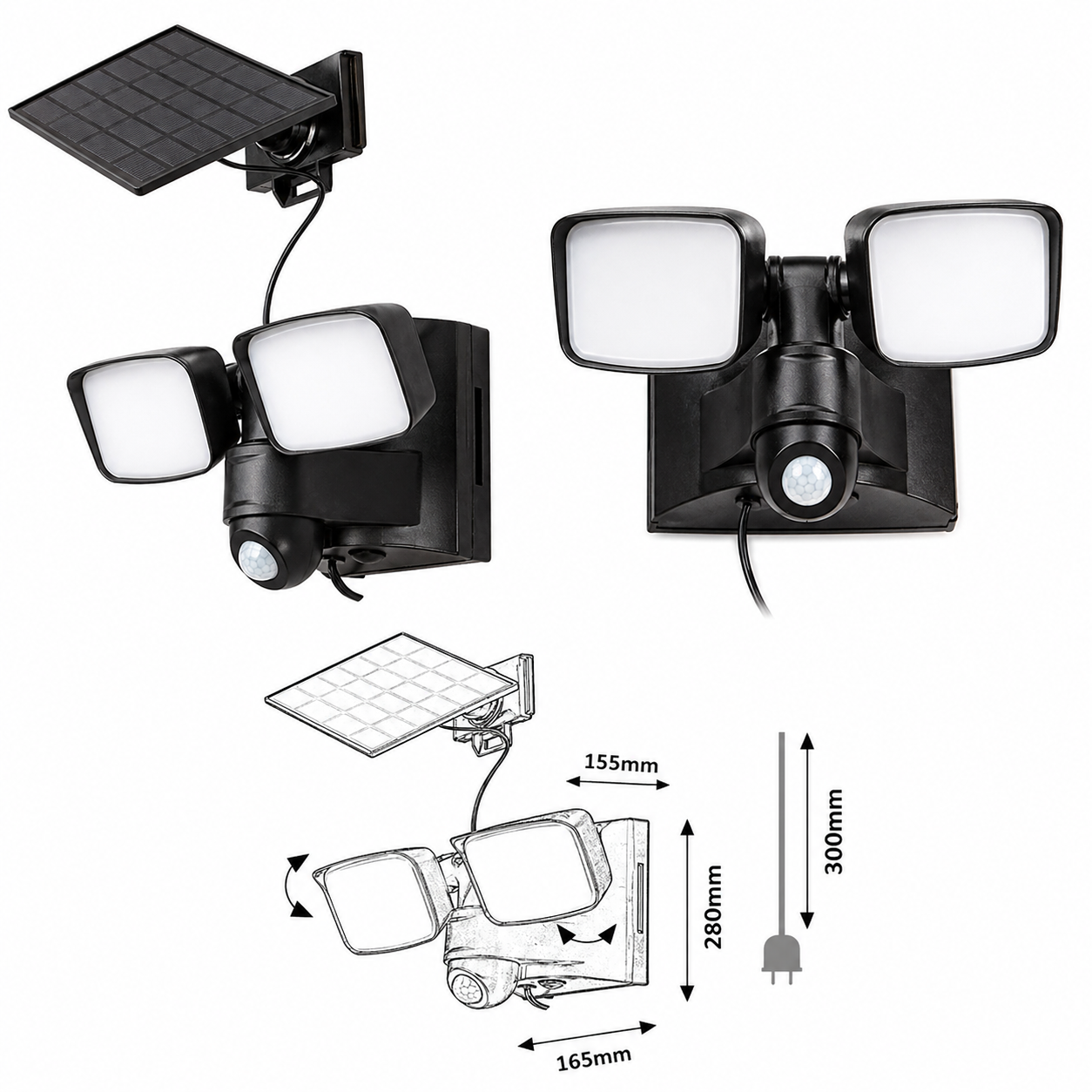 Aplica LED Solara cu Senzor VEXOR Exterior Neagra Premium
