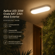 Aplica LED 20W Ovala BAT ZAVI Alba Exterior Echivalent 200W