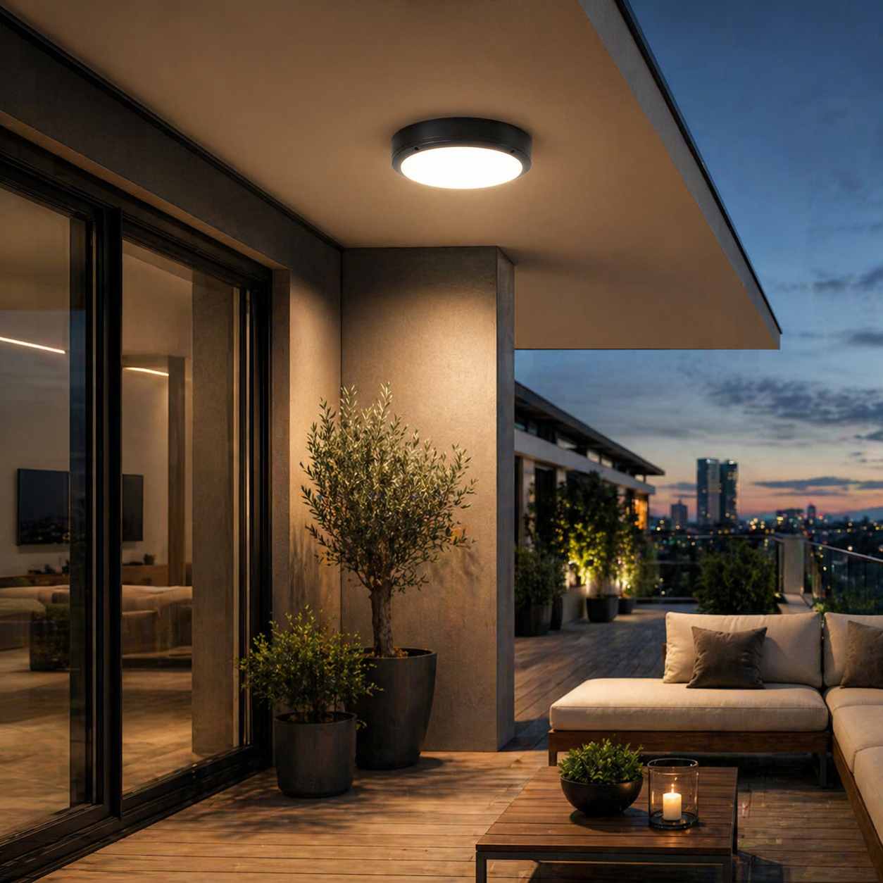 Aplica LED 18W Rotunda BAT Neagra Exterior Echivalent 150W