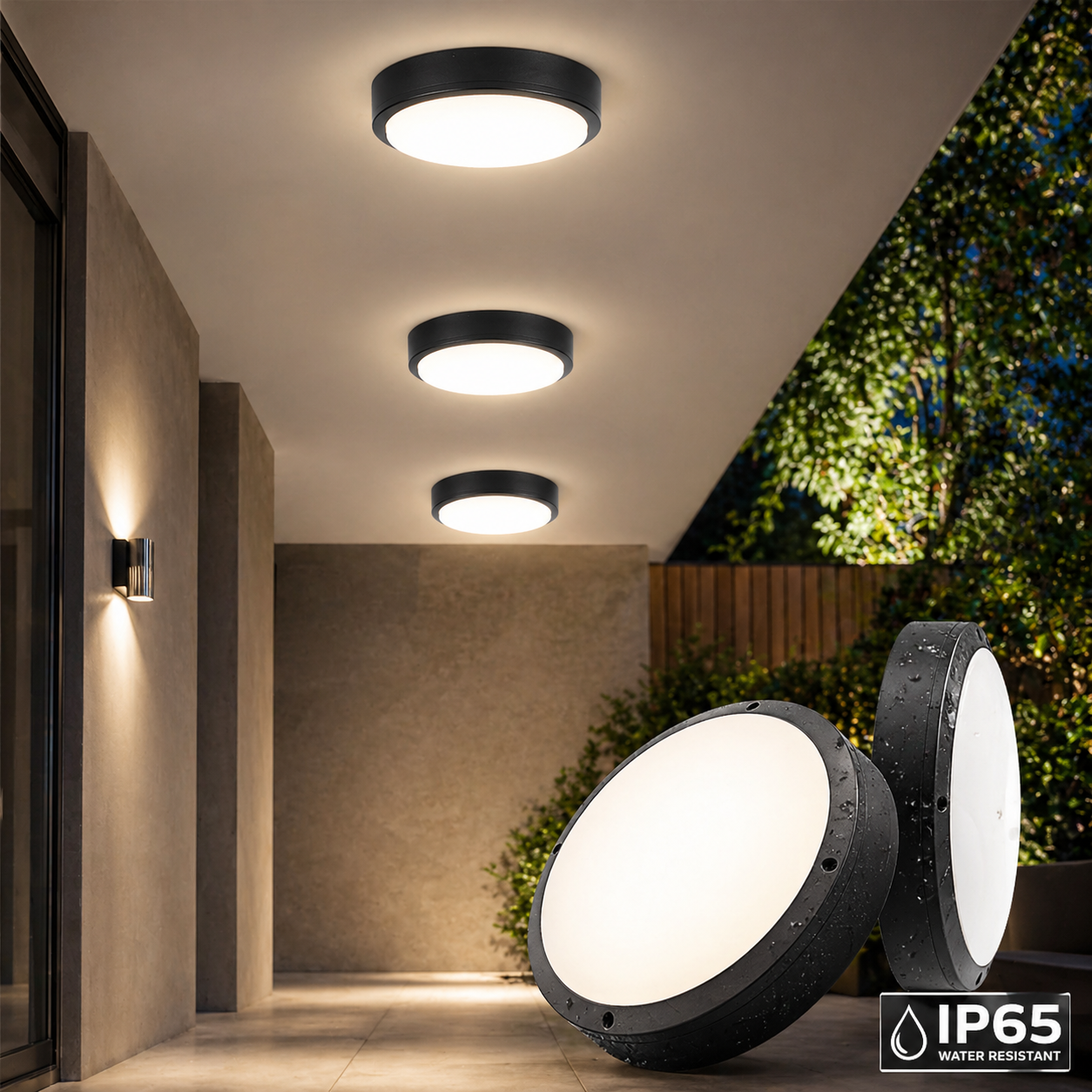 Aplica LED 12W Rotunda BAT Neagra Exterior Echivalent 100W