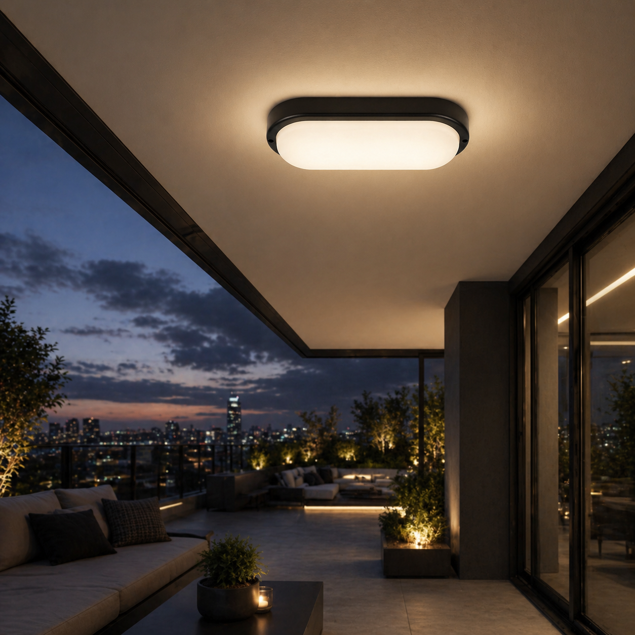 Aplica LED 12W Ovala BAT Neagra Exterior Echivalent 100W