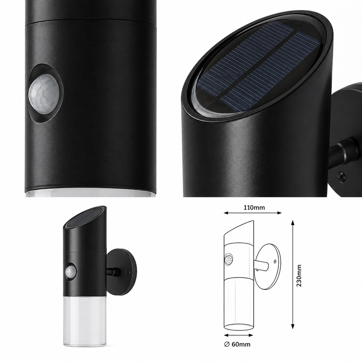 Aplica LED Solara cu Senzor ZAVIO Exterior Neagra Premium