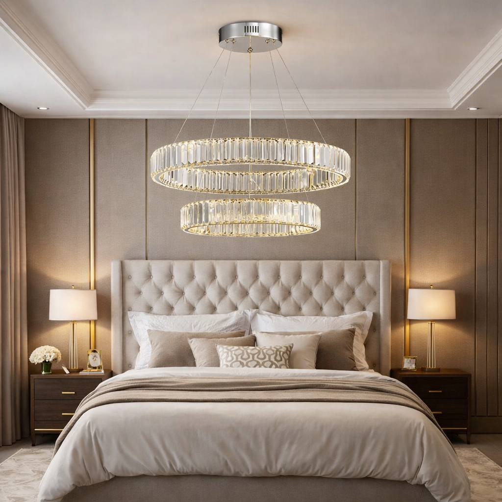 Lustra LED Cristal REGAL Chrome 2 Segmente Echivalent 400W Telecomanda