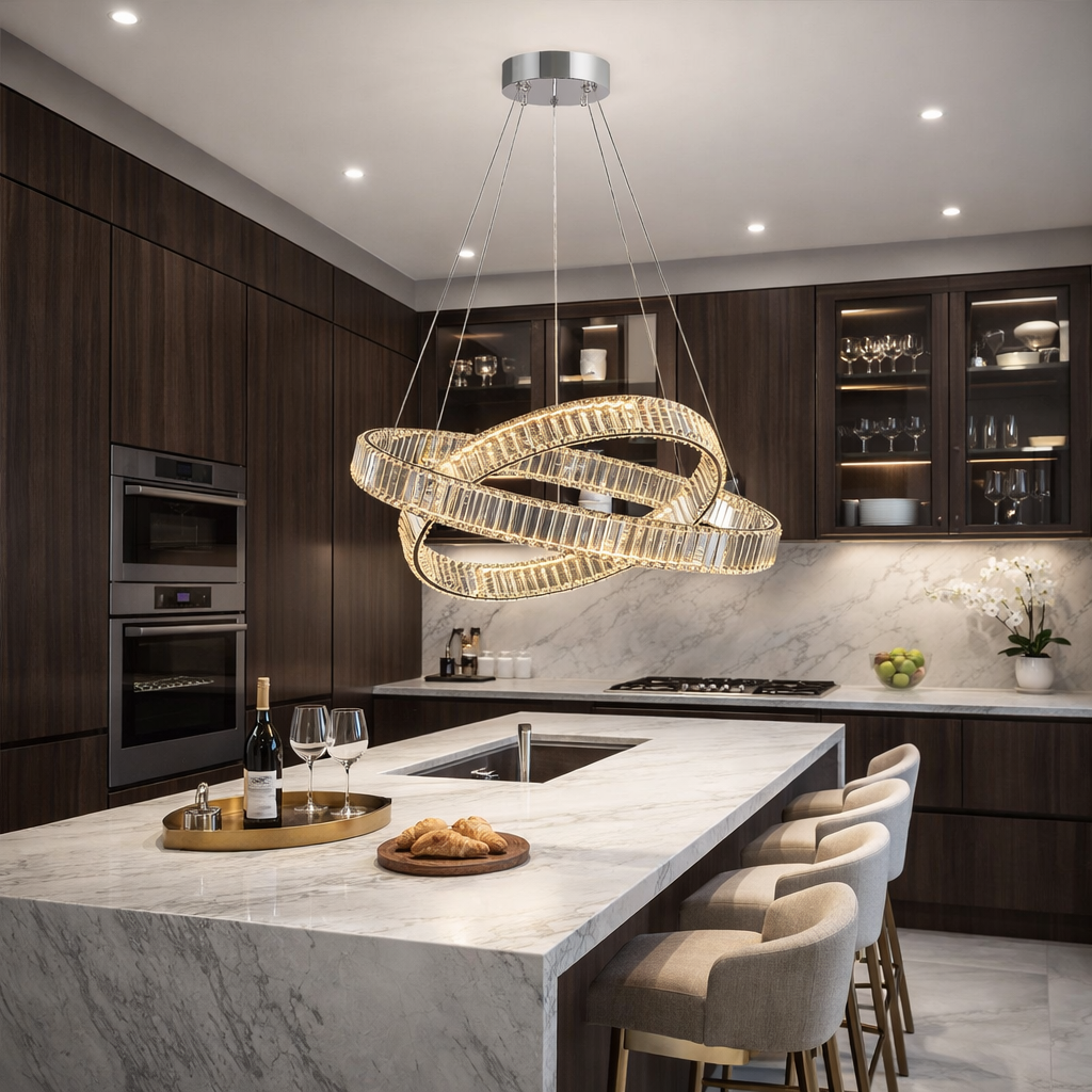 Lustra LED Cristal REGAL Chrome 2 Segmente Echivalent 400W Telecomanda