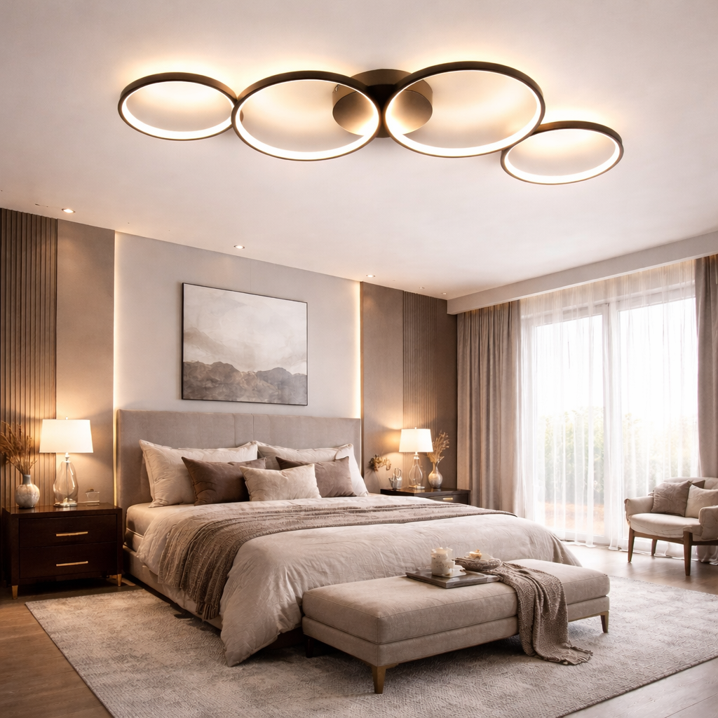 Lustra LED PREMIUM RONDO Black Echivalent 500W, 97cm, 3000K, Dimabila