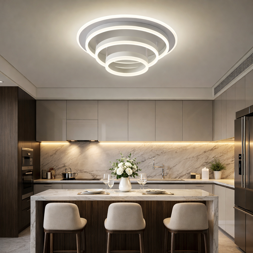 Lustra LED Vulcano Ring White Echivalent 800W Telecomanda