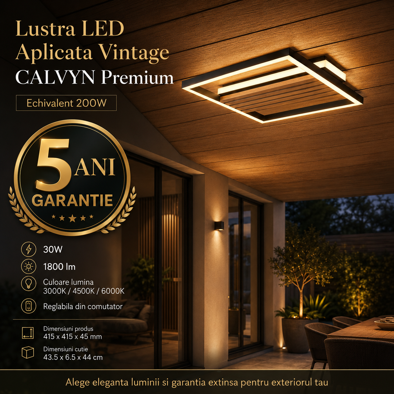 Lustra LED Aplicata Vintage CALVYN Premium Echivalent 200W