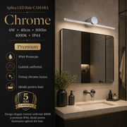Aplica LED Baie CAMARA Chrome 6W, 40cm, 800lm, 4000K, IP44 Premium
