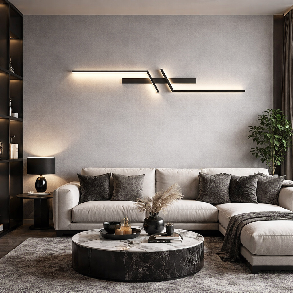 Aplica LED Modern Lines Black 100cm Echivalent 200W