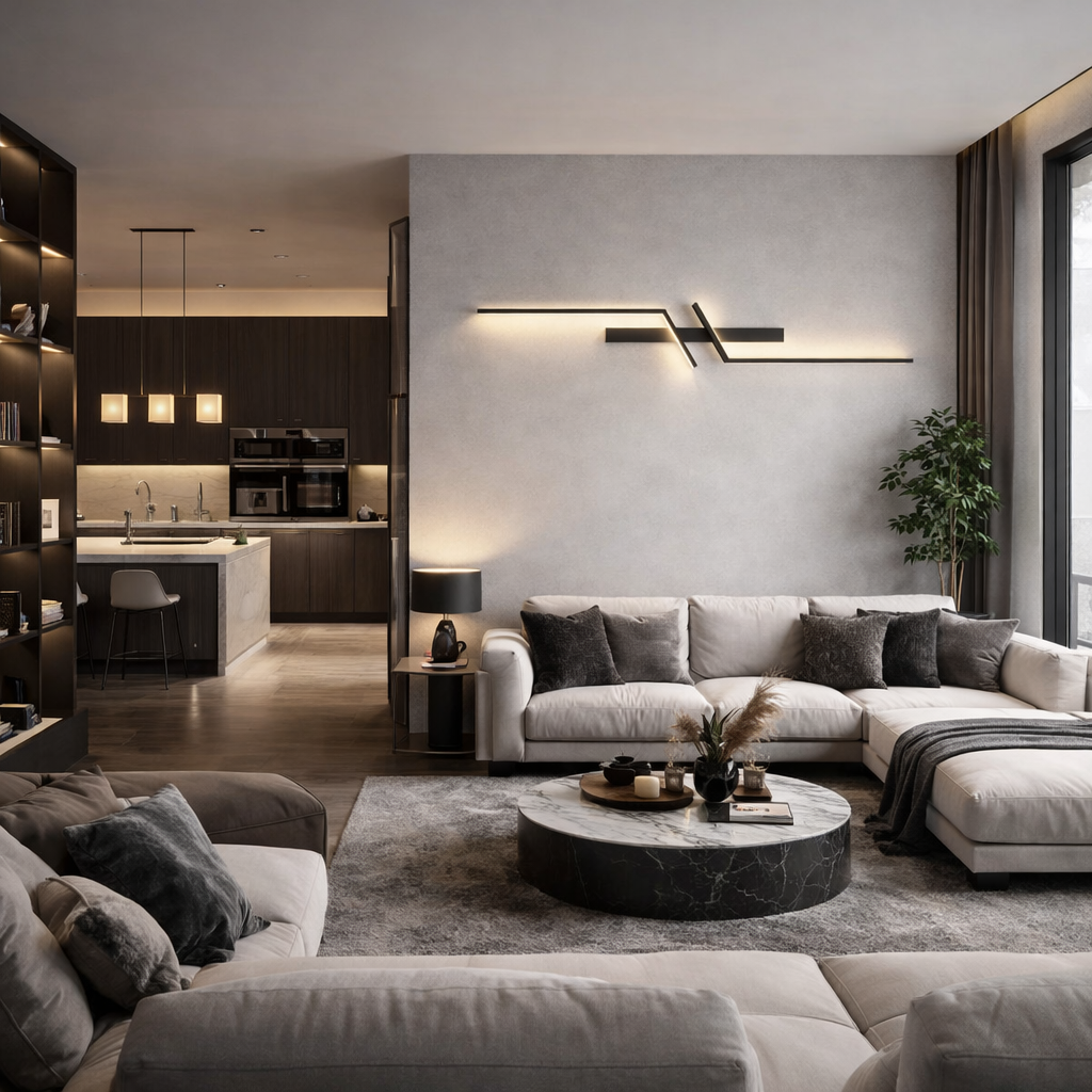 Aplica LED Modern Lines Black 100cm Echivalent 200W
